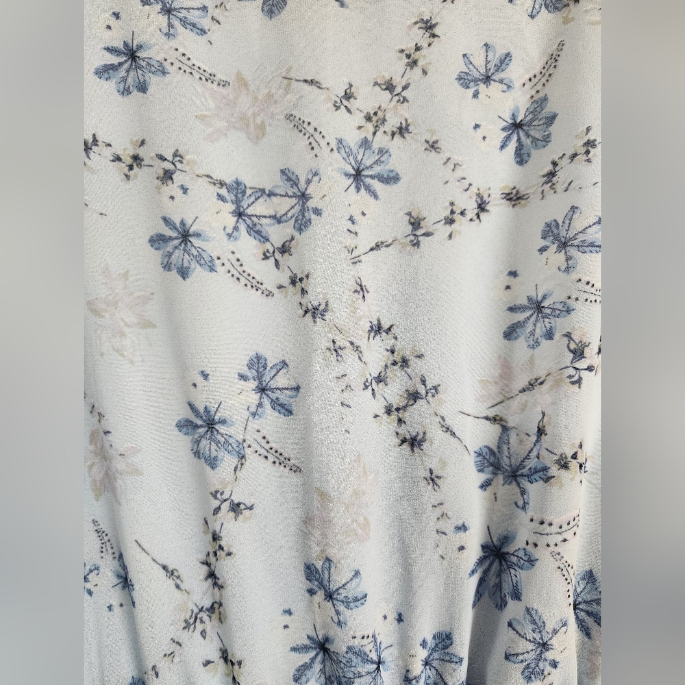 Floral Blue Dress with Ruffle Sleeves - Picture 5 of 5
